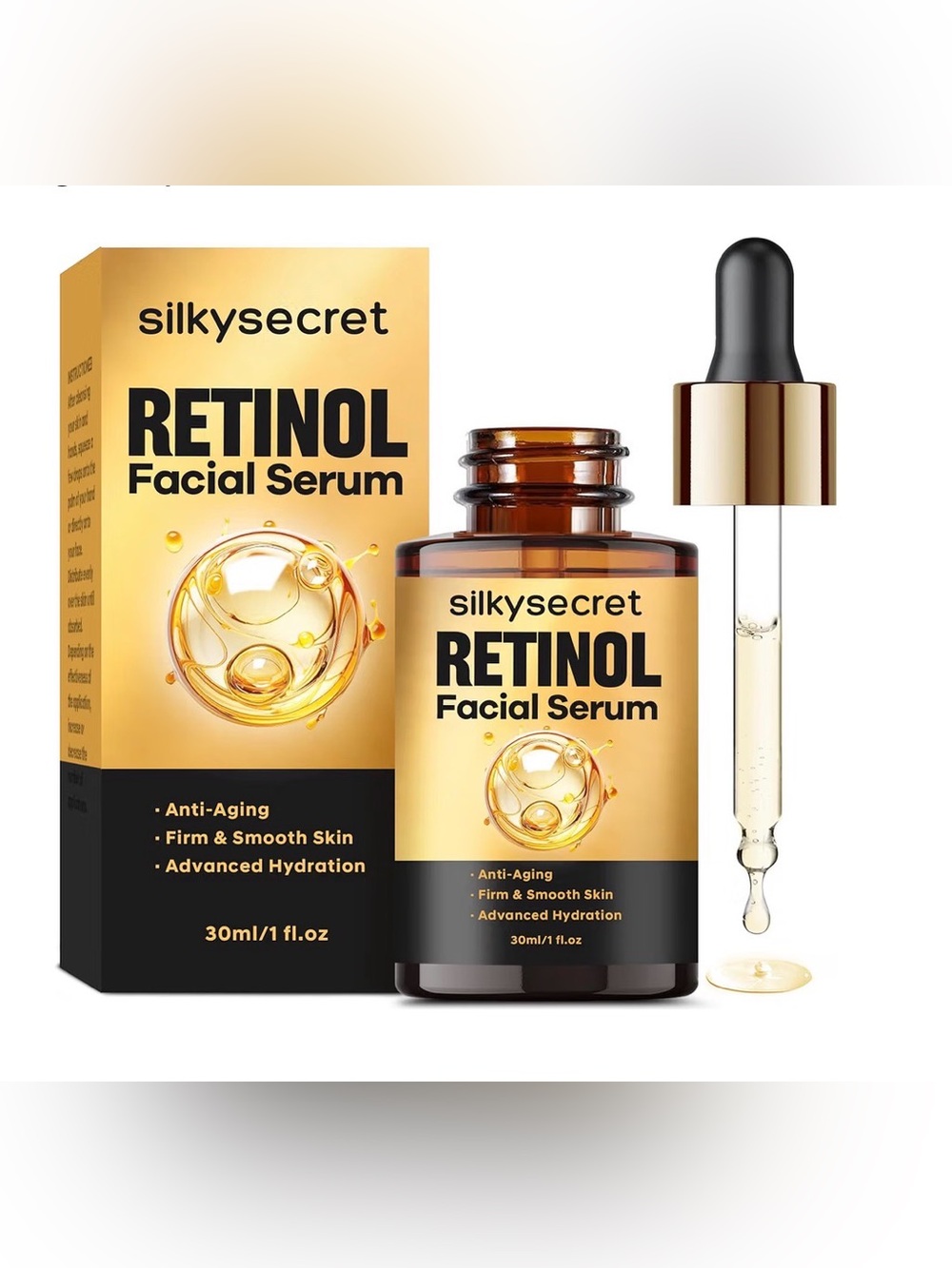 Silkysecret Retinol Facial Serum (60m /2 fl. oz) Anti-Wrinkle, Firming, Hydratin